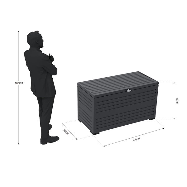 Weide Aluminium Gartenbox: Großzügige 590L Aufbewahrungslösung | 130 x 74 x 62 cm