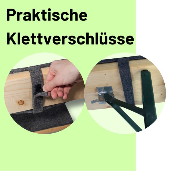 Sensalux gepolsterte Bierbank-Auflagen, 2er Set, Klettverschluss, Kunstleder, Grau - Weiß, 220cm x 25cm