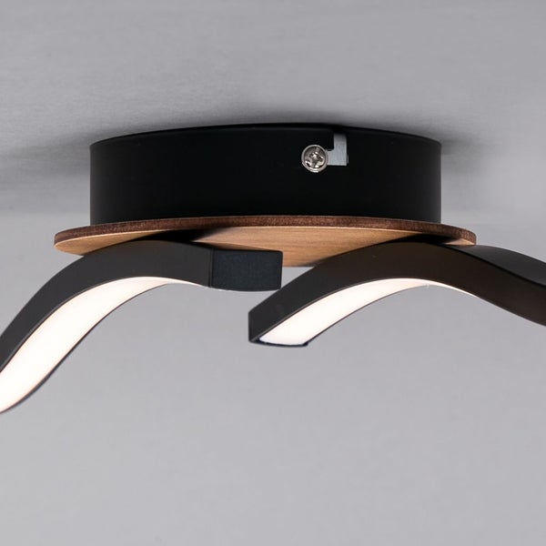 LED Deckenleuchte Deckenlampe Wandlampe 2-flammig 12 W Holz-Schwarz Briloner