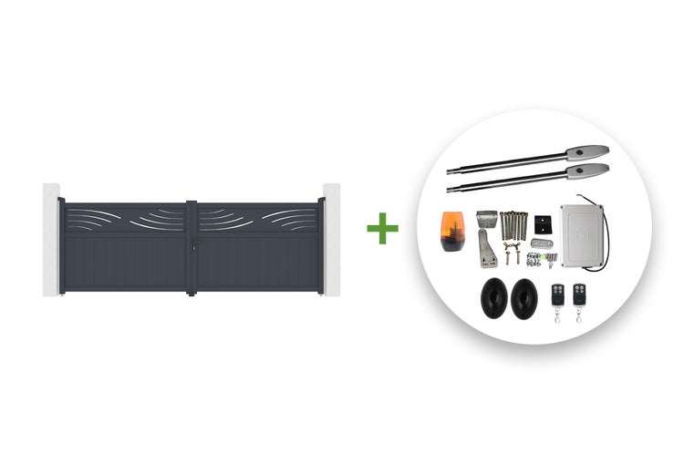 Elektrisches Flügeltor 4 m HALTI 400B140 grau + TANKER B250 Motorisierung