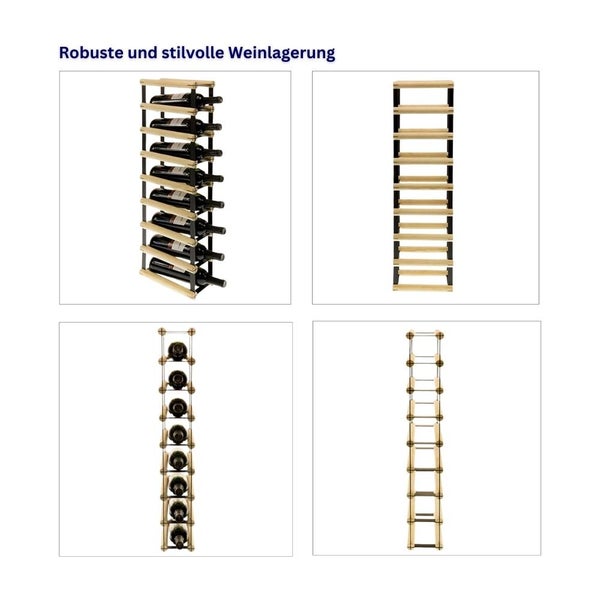 PROREGAL Modulares Weinregal Vinotega Mod Metal HxBxT 82,5 x 12,5 x 24,5 cm 1 x 8 Flaschen Massives Kiefernholz Natur