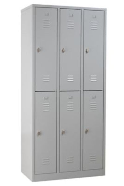PROREGAL Garderobenspind Camel 6-Fächer HxBxT 195 x 90 x 50 cm Vorhängeschloss Grau