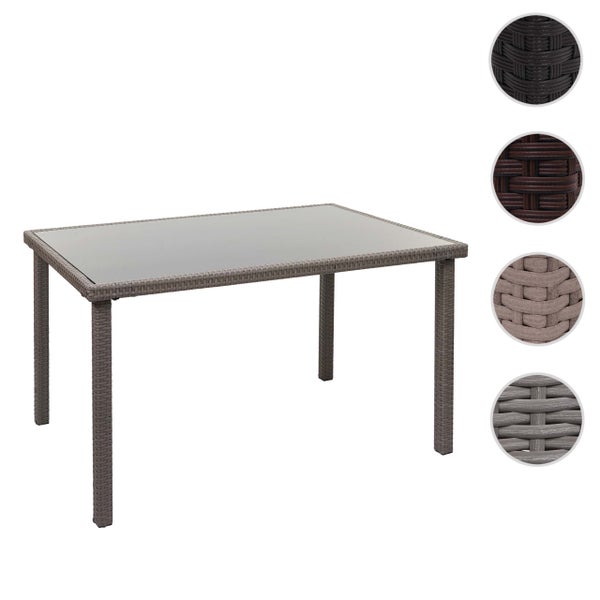 Gartentisch mit Glasplatte und Rattanstruktur