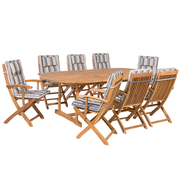 Gartenmöbel Set 8-Sitzer MAUI inkl. Kissen Akazienholz Bunt