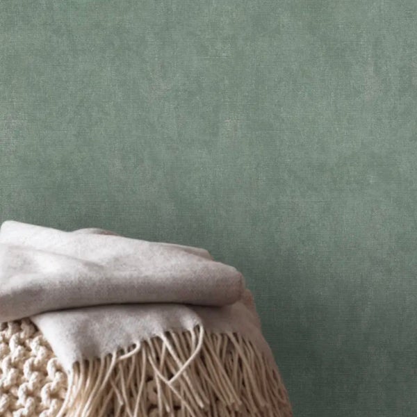Textiltapete mit Gewebestruktur und Wolldecke