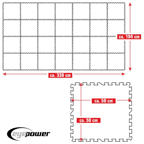 eyepower 6,6 m² Poolunterlage - 28 EVA Matten 50x50 - Outdoor Pool Unterlage - Unterlegmatten Set
