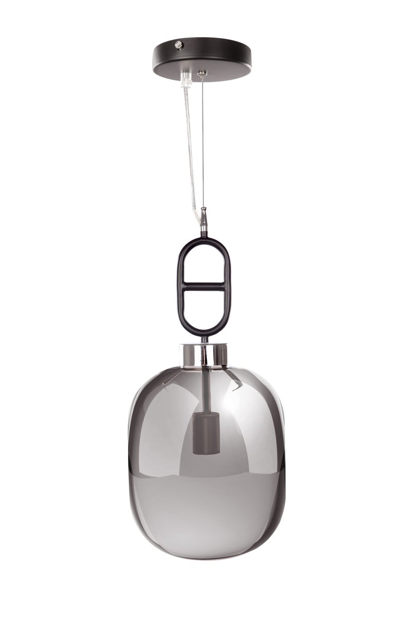 Designer Hängelampe aus Glas, Glaskugel Lampe Grau 25 cm | Wohnzimmer Esszimmer Leuchte