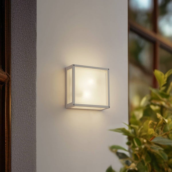Lucande Wandleuchte außen Aurelien mit Bewegungsmelder (spritzwassergeschützt (Modern) in Weiß aus Aluminium (2 flammig, E27) - Außenwandleuchten Wandlampe Led Außenlampe Outdoor für