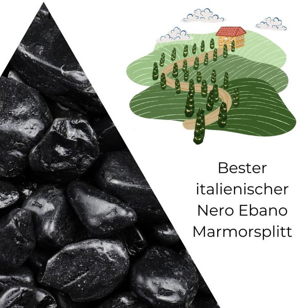 Kieselsteine Garten Zierkies 40-60 mm 25 kg Aquarium Kies Nero Ebano Schwarz Marmorkies Dekostein Gabion Steinteppich Zierstein Schwarz