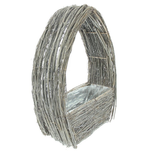 FRANK FLECHTWAREN|Pflanzer Osterei, 30 x 15 x 44 cm, ULME, METALL, FOLIE