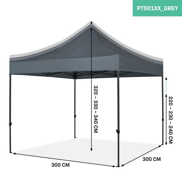 VONROC Pavillon 3x3m wasserdicht stabil - Partyzelt EasyUp System [3Min Aufbau] Popup Faltpavillon modular erweiterbar als Festival Zelt, Gartenpavillon
