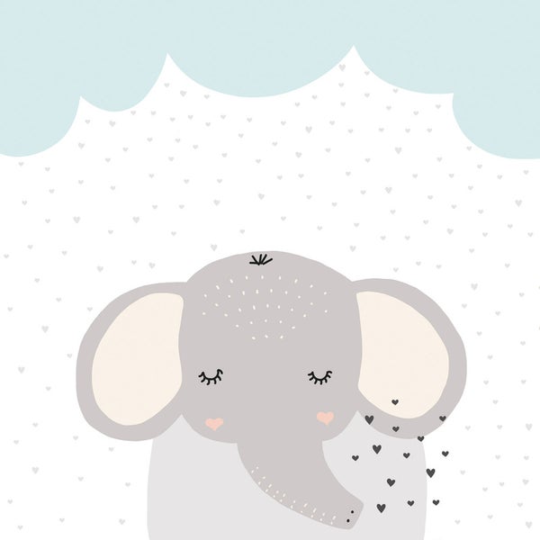 Illustration eines Elefanten mit Wolke und Herzen