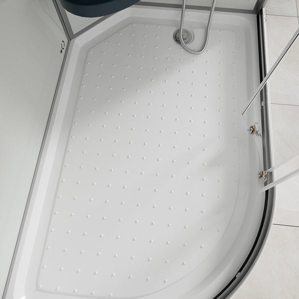 Home Deluxe - Komplettdusche WHITE PEARL - Maße 120 x 80 cm Links - inkl. Regendusche, Radio und Zubehör I Duschtempel Fertigdusche, Dusche, Duschtempel