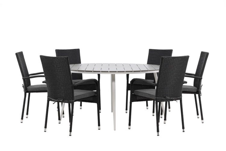 Break Gartenset Tisch 150x150cm, 6 Stühle Anna, grau,schwarz. 150 X 74 X 150 cm