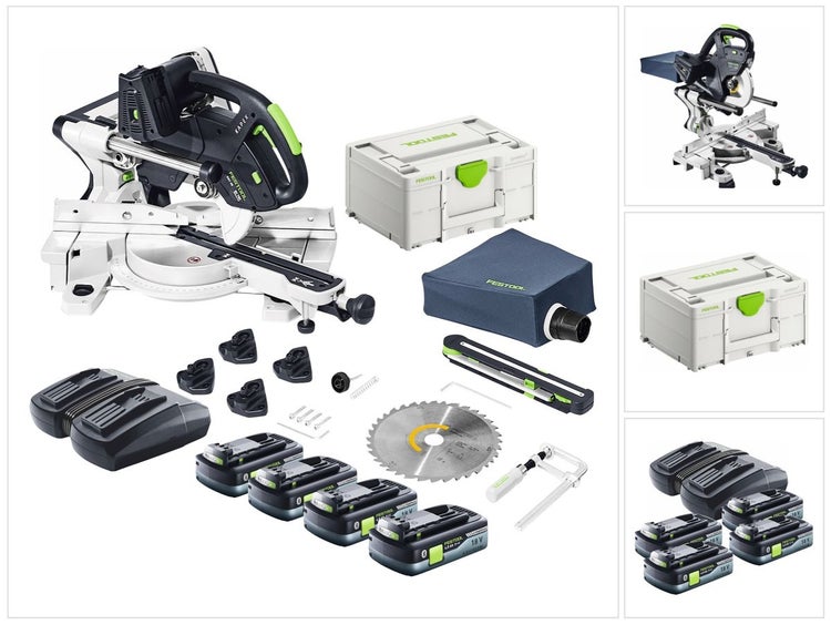 Festool KSC 60 EB-Basic KAPEX Akku Kapp Zugsäge 18 V / 36 V 216 mm Brushless + 4x Akku 4,0 Ah + Ladegerät + Systainer