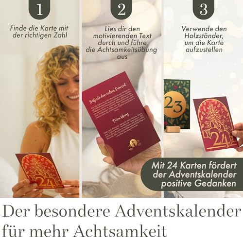 Adventskalender 2024 Frauen - 24 Achtsamkeitsübungen - Adventskalender Frauen Achtsamkeit & Motivation - Adventskalender Sprüche - Adventkalender Tischkalender - Adventskalender Achtsamkeit AC002
