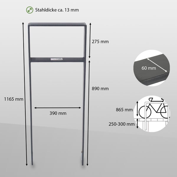 Abmessungen des Fahrradständers