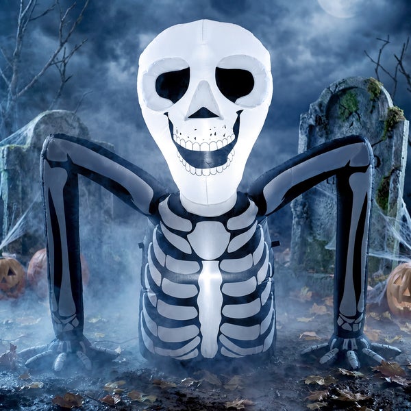 Aufblasbare Skelett Halloween Dekoration für den Außenbereich vor Grabsteinen