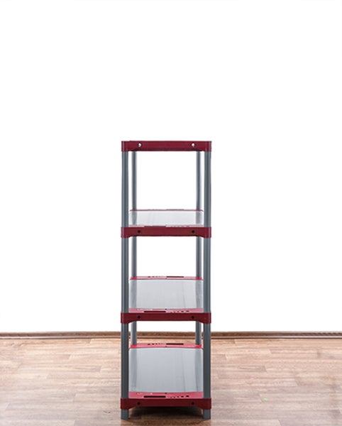 PROREGAL Kunststoffregal Big Grey Bear Low HxBxT 138 x 80 x 46 cm Fachlast 160 kg Grau/Rot