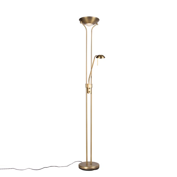 Bronzene Stehleuchte mit Leselampe inkl. LED und Dimmer - Diva 2