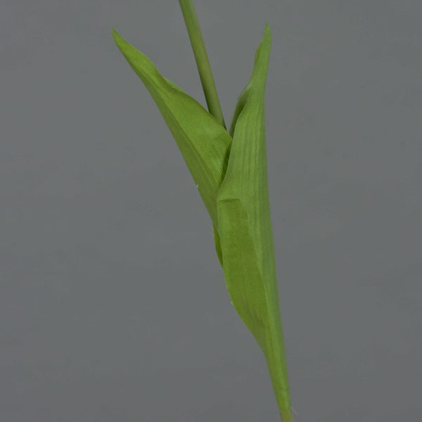 Künstlicher Pflanzenstängel mit grünem Blatt aus Textilmaterial.