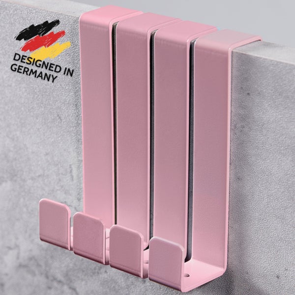 DEKAZIA® 4 Türhaken Kinderzimmer rosa | Türgarderobe Kinder | Türhaken zum Einhängen | Kleiderhaken Tür | Tür Garderobe | Garderobenhaken Tür Kleiderhaken | Türhänger Haken Tür Haken Türaufhänger