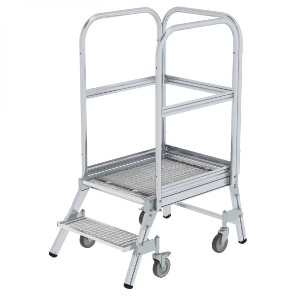Rolltritt mit zwei Stufen und Haltebügel aus Aluminium