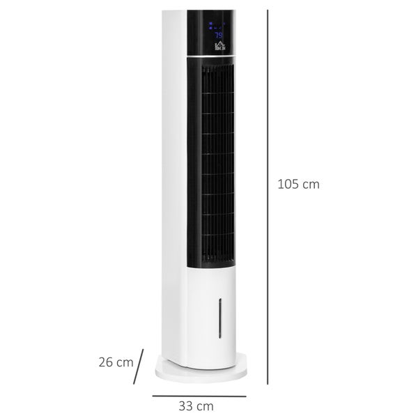 HOMCOM Turmventilator mit Fernbedienung 105 cm Ventilator, Standventilator 52° oszillierende Säulenventilator mit 3 Modi 3 Geschwindigkeitsstufen 12-Std-Timer LED-Anzeige Weiß