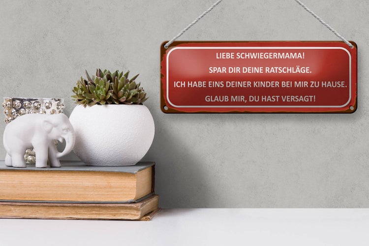 Blechschild Spruch 27x10cm liebe Schwiegermama spar dir Dekoration