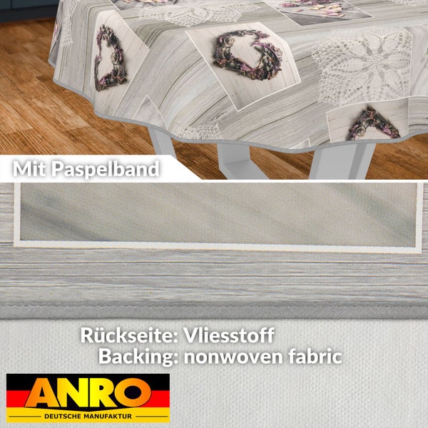 Tischdecke mit Paspelband und Vliesstoff-Rückseite