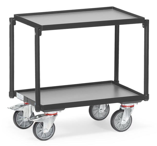 Servierwagen mit zwei Ablageflächen und Rollen
