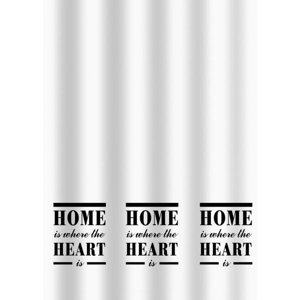Duschvorhang mit Textaufdruck Home is where the heart is aus Textil