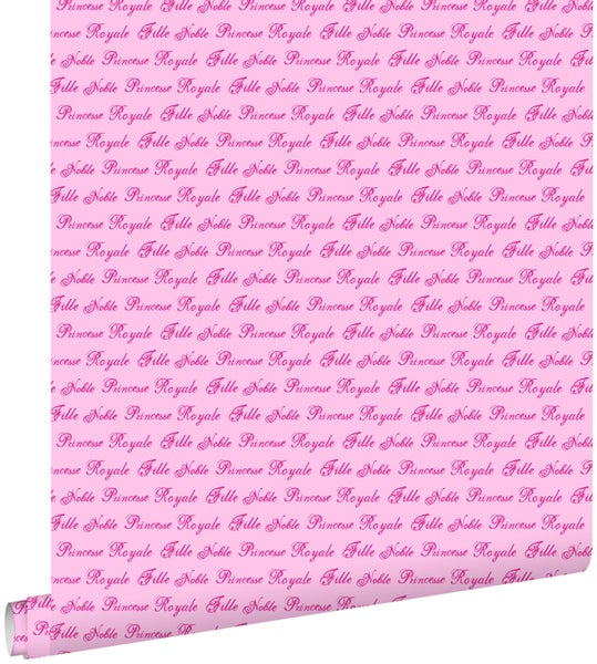 ESTAhome Tapete Prinzessinnen Wörter Rosa - 53 cm x 10.05 m - 114948