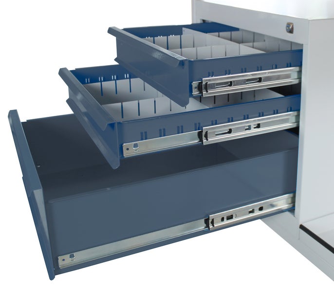PROREGAL Werkbank Light Rhino mit Ablagefach 3 Schubladen HxBxT 82,5 x 120 x 60 cm Traglast 300 kg Lichtgrau Anthrazitgrau