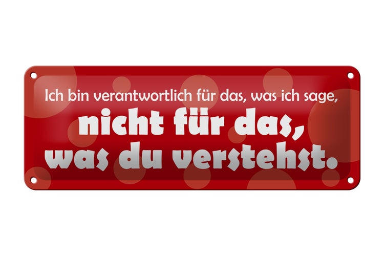 Blechschild Spruch 27x10cm Bin verantwortlich für was ich sage