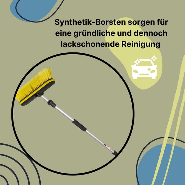 Autobürste mit Teleskopstiel und weichen Borsten für eine lackschonende Reinigung