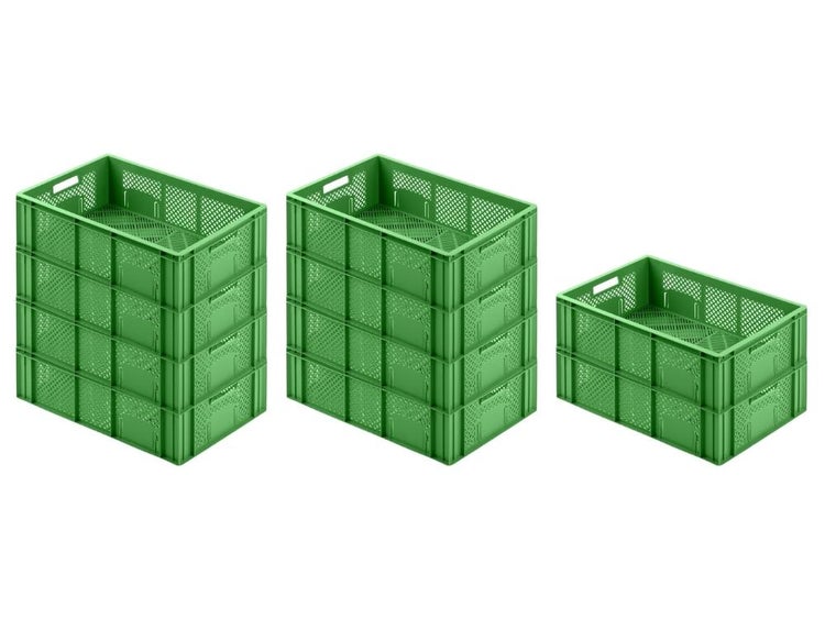 PROREGAL SparSet 10x Eurobehälter Obst- und Gemüsekasten HxBxT 171 x 40 x 60 cm 33 Liter Grün Obst-Gemüsekiste Obstkorb Transportbox