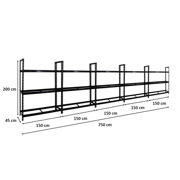 PROREGAL Mega Deal 5x Reifenregal Tiger XL HxBxT 200 x 150 x 45 cm Bis Zu 90 Reifen Schwarz