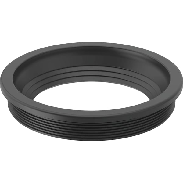 Dichtungsring aus schwarzem Kunststoff mit Rillenprofil für Sanitärinstallationen.