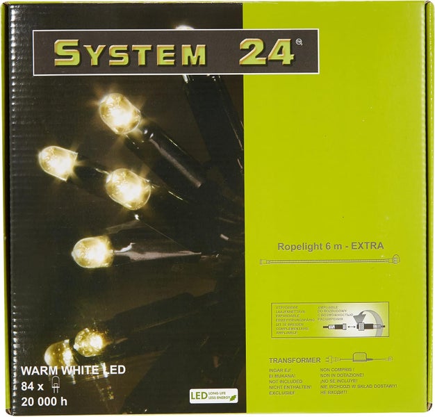 System 24 LED-Lichterkette, 6 Meter Länge, warmweißes Licht