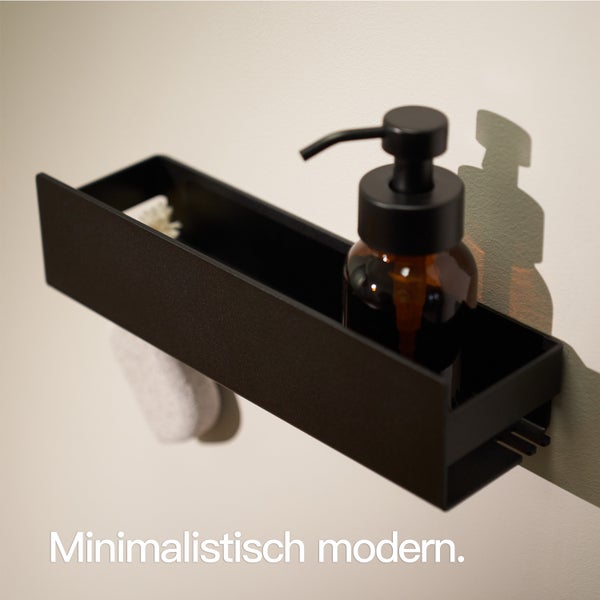 Designfabrik Hamburg Duschablage ohne Bohren Schwarz 30cm