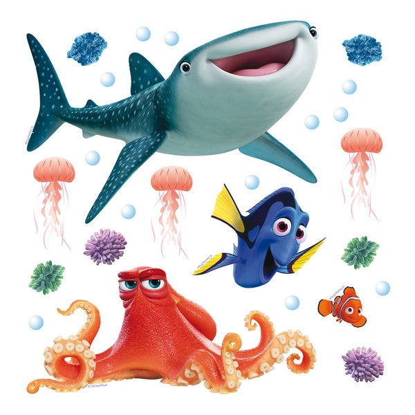 Disney Wandtattoo Findet Dorie Blau, Orange und Gelb - 30 x 30 cm - 600226