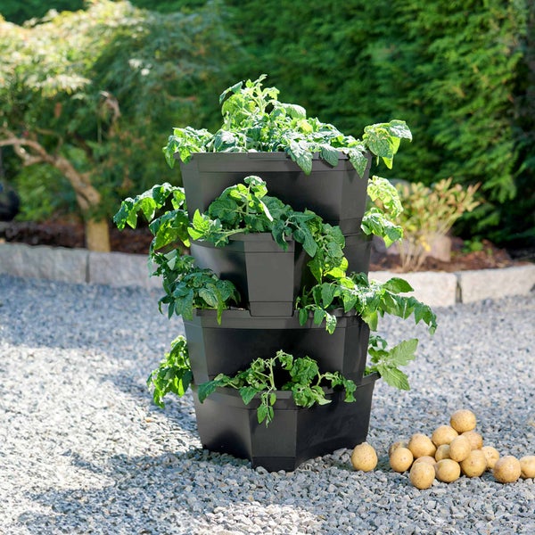 Romberg Kartoffel- und Pflanzturm mit Anti-Staunässe Funktion – 54L Pflanzpyramide aus Recyceltem Kunststoff, Ideal für Kräuter, Gemüse, Salat und Erdbeeren, Made in Germany