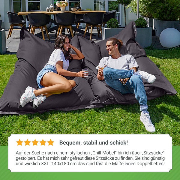 Green Bean Sitzsack 120x160cm 270 Liter Kinder & Erwachsene Bean Bag EPS Perlen Füllung Riesensitzsack Groß Draußen Outdoor Liegekissen Waschbar Wetterfest Lounge Chair Sitzkissen Bodenkissen
