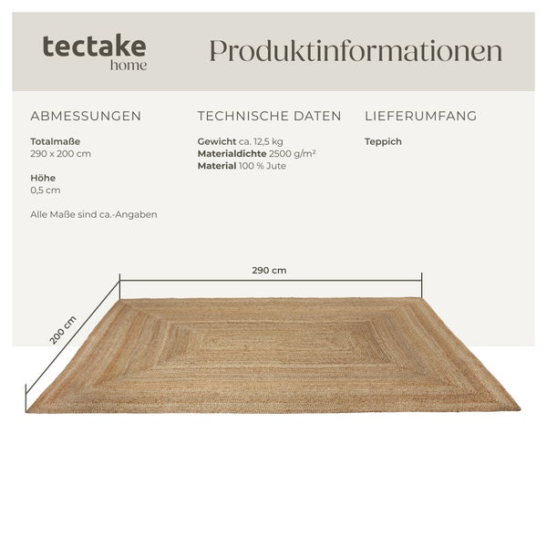 Handgewebter Teppich tectake strapazierfähig und pflegeleicht verschiedene Größen 200 x 290 cm