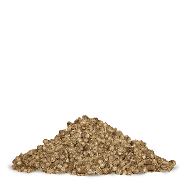 Haufen aus organischen Pellets zur Verwendung im Garten oder als Tierfutter.