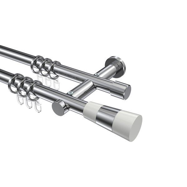 Doppelgardinenstange aus Metall mit Ringen und Trägern