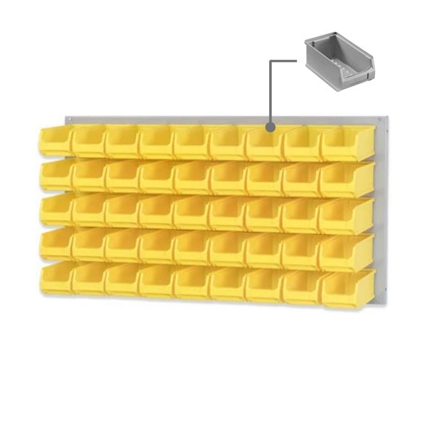 PROREGAL Trägersystem Graue Systemplatte mit 45 x Grauen Sichtlagerboxen 2.0 Maße H x B 50 x 100 cm Sichtlagerbox Sichtlagerbehälter