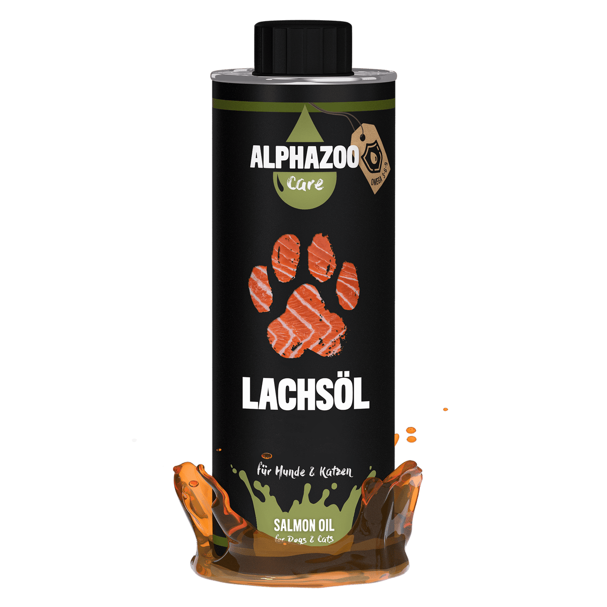 ALPHAZOO Premium Lachsöl 500ml für Hunde und Katzen I Natürliches Omega-3 Fischöl