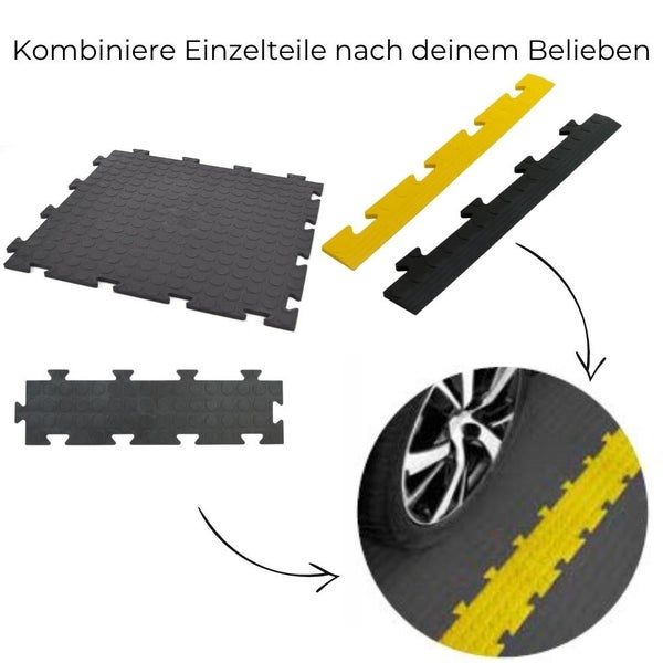Klickfliesen Bodenplatte Kunststoff Balkon Terasse Garage Werkstatt Camping Fliesen Bodenbelag 50 PVC Klicksystem 10x Fliesen schmal gelb